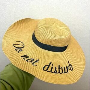 A.O. Boutique “Do Not Disturb” wide brim straw Hat beach summer hat